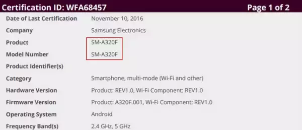 Samsung Galaxy A3 (2017) receives its Wi-Fi certification